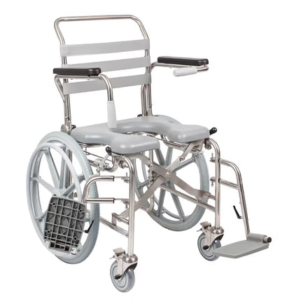 Self Propelled Folding Stainless Steel Shower Commode