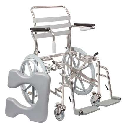 Self Propelled Folding Stainless Steel Shower Commode