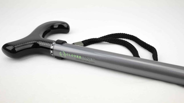Metallic Silver Carbon Fibre Folding Cane