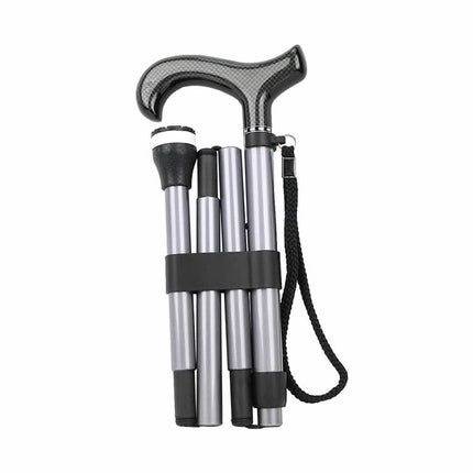 Metallic Silver Carbon Fibre Folding Cane