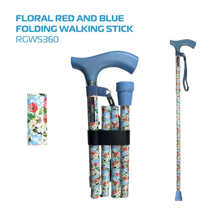Premium - Floral Pattern Folding Walking Stick