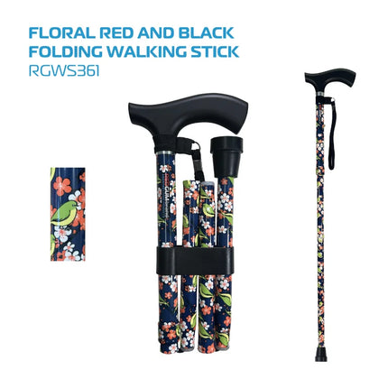 Premium - Floral Pattern Folding Walking Stick
