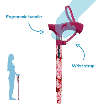 Premium - Floral Pattern Folding Walking Stick
