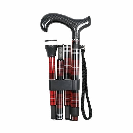 Tartan Flame Carbon Fibre Folding Cane