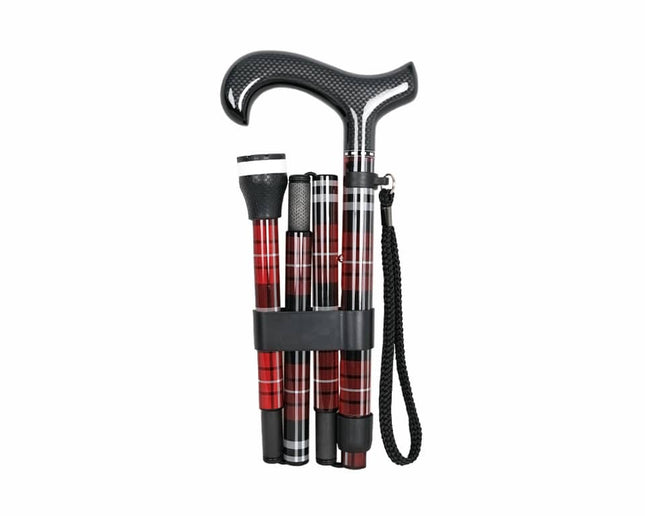 Tartan Flame Carbon Fibre Folding Cane