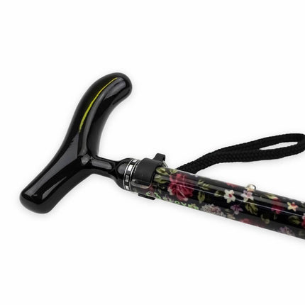 Rose Floral Carbon Fibre Folding Cane