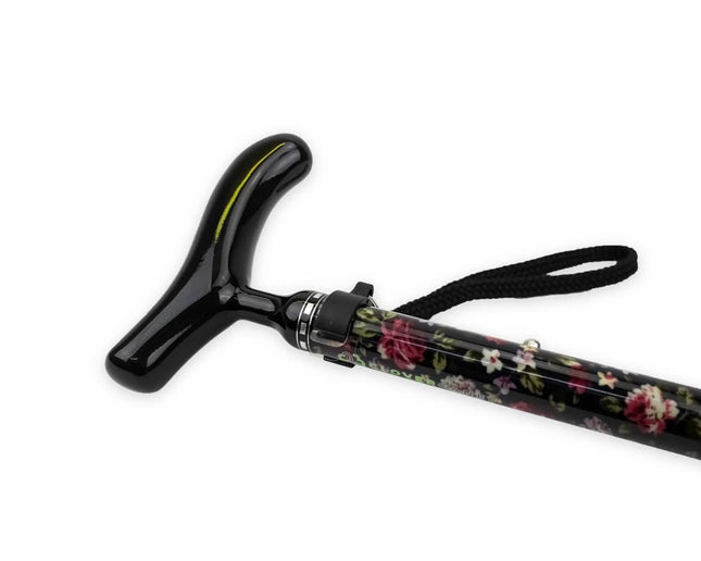 Rose Floral Carbon Fibre Folding Cane