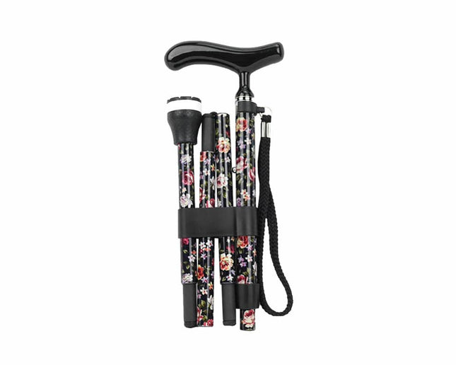 Rose Floral Carbon Fibre Folding Cane