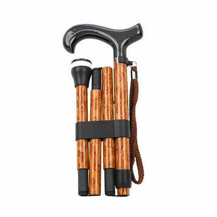 Wood Grain Carbon Fibre Folding Cane