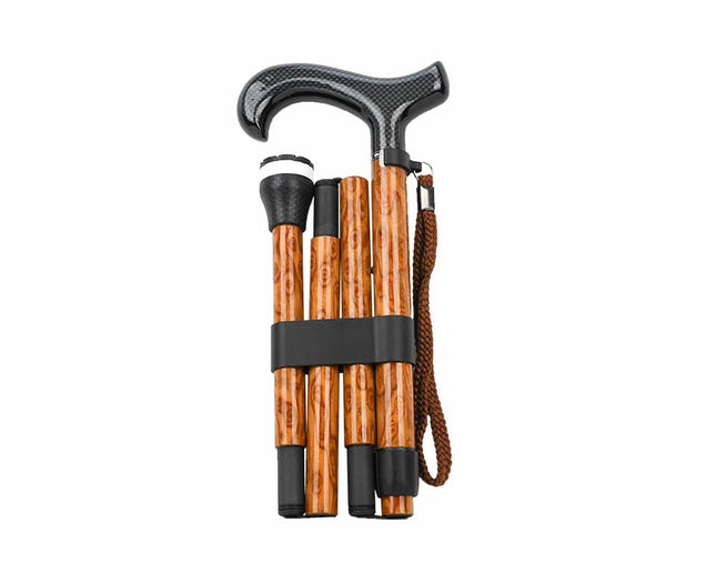 Wood Grain Carbon Fibre Folding Cane